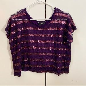 Purple Lace and Sequin Top